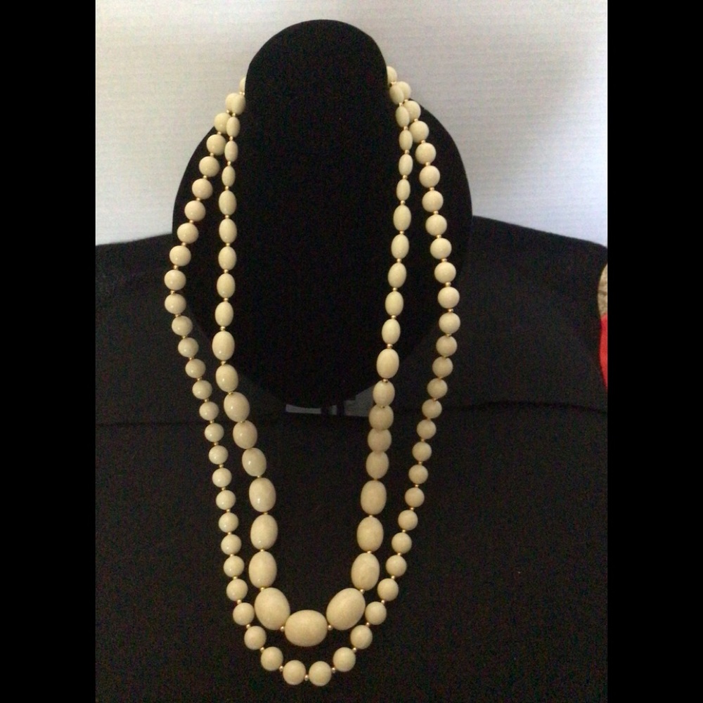 Joan Rivers Two Strand Cream Bead Necklace
